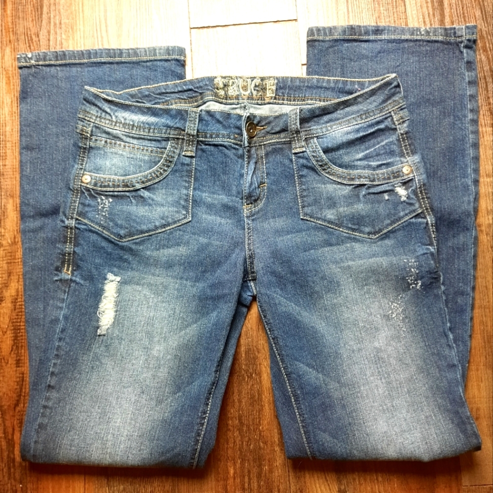Y2K Truce mid-rise distressed bootcut jeans